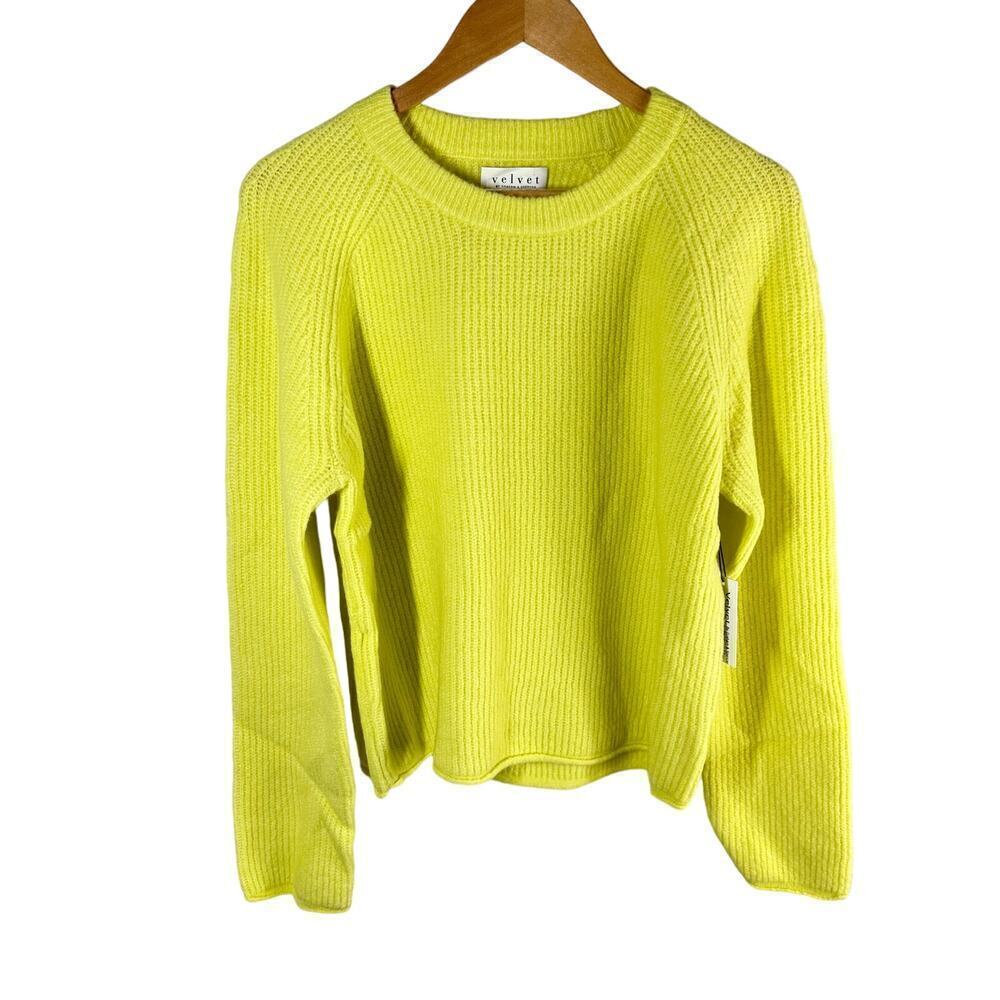 Velvet by Graham & Spencer Gigi Crewneck Sweater Wool Yak Blend Size XL Citrone